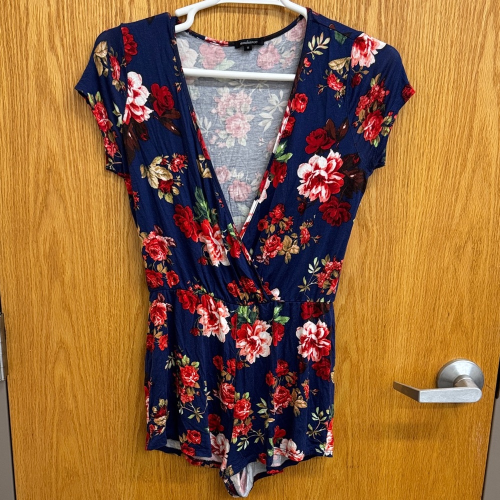 Ambiance Floral romper- Red and Blue - Picture 2 of 5